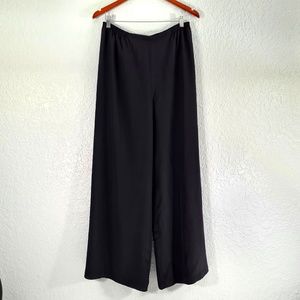 Black Silk Palazzo Pants - Dressy, Flowy, Lined Size M